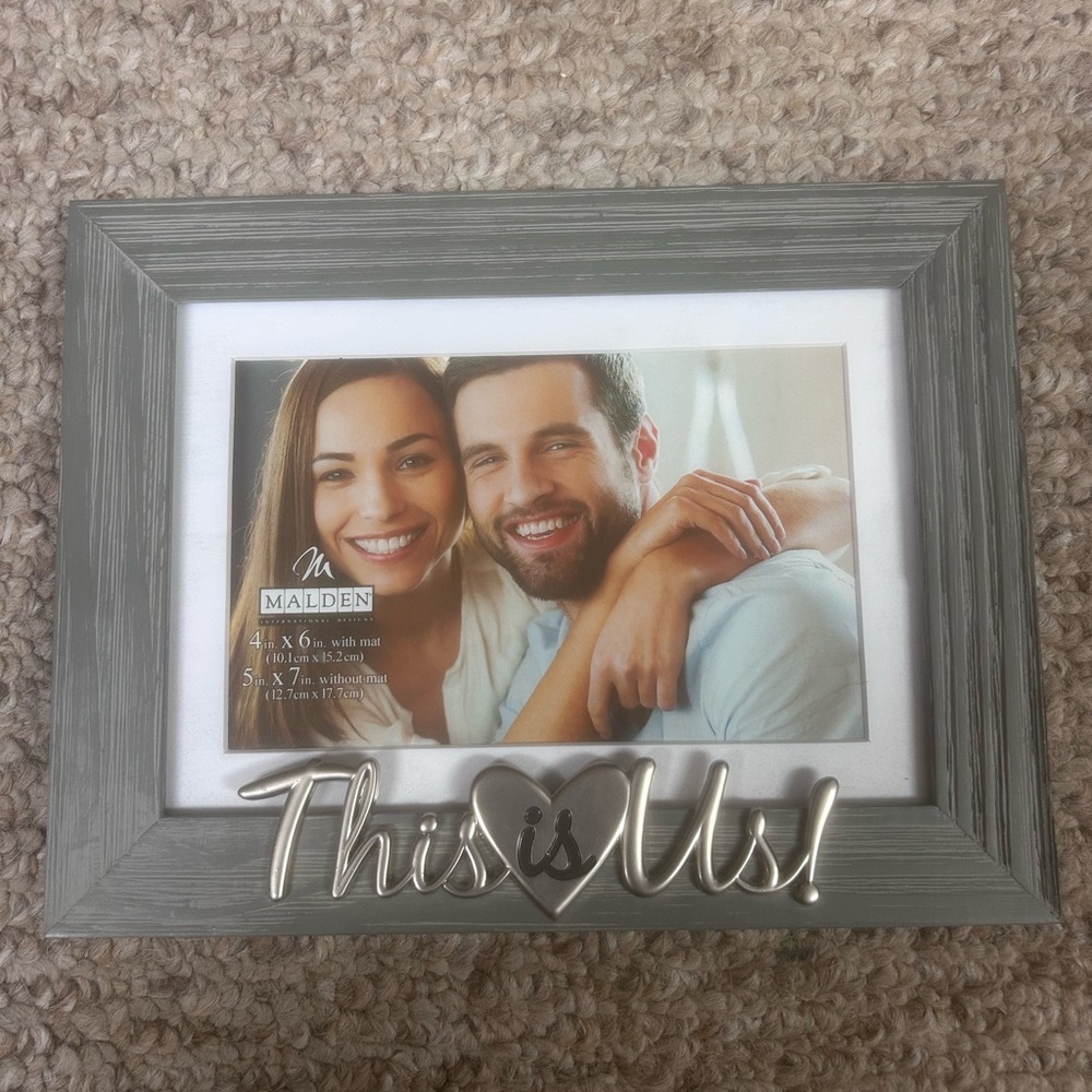 Aiden Silver and Gray Photo Frame with Heart Accent